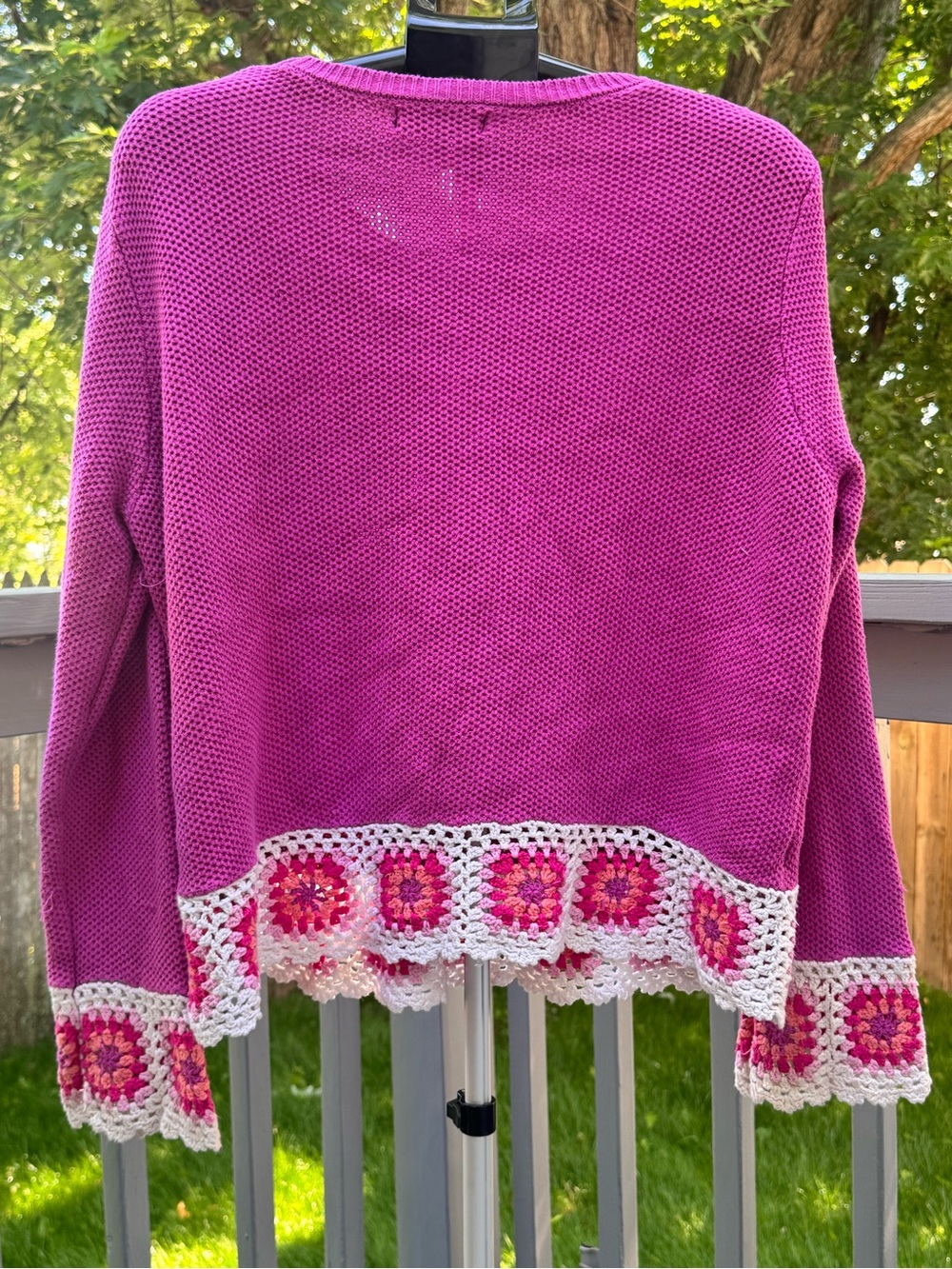 Joseph A Cotton Size XXL Pink Crocheted Hem Boat Neck Waffle Knit Sweater - Picture 4 of 4